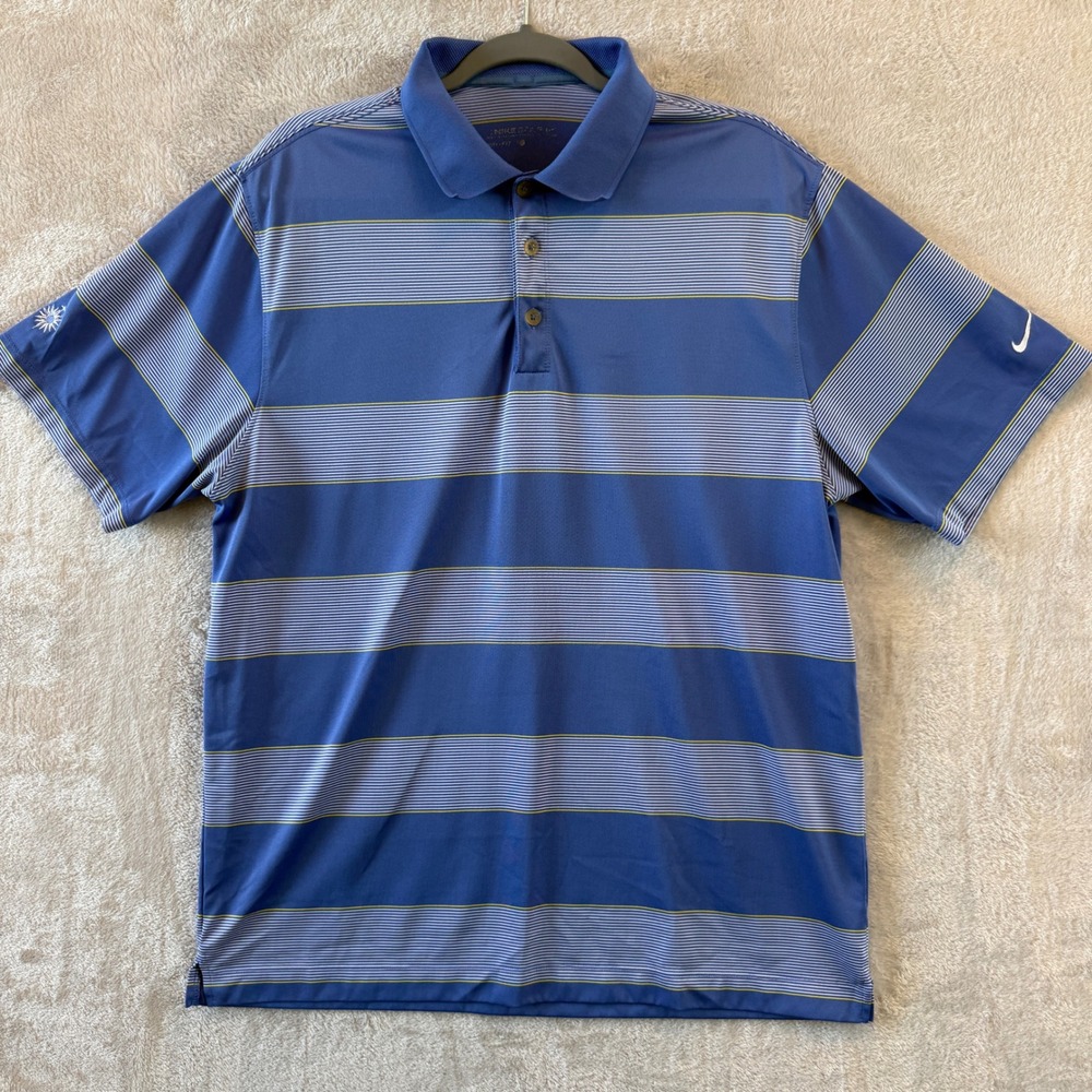 Nike Golf Sphere Dry Dri-FIT Polo Shirt Men's XL Blue Striped Performance Golf